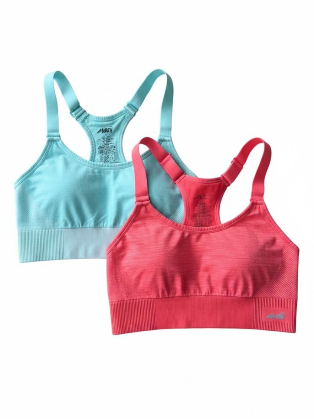 AVIA 2-Pack Seamless Sports Bras Aqua Pink Racerback Medium